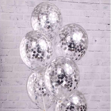 Прозрачные шары с конфетти серебро 35 см.