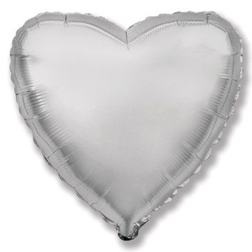 Воздушный шар серебристое сердце 46 см.
