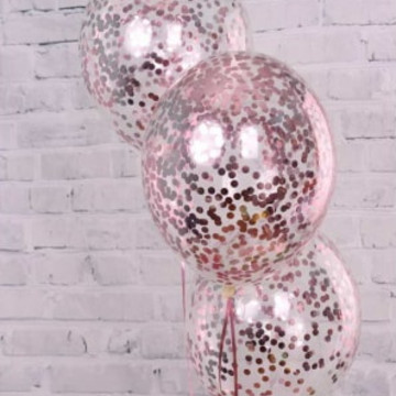 Прозрачные шары с конфетти розовое золото 35 см.
