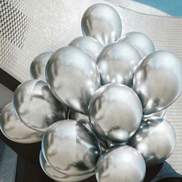 Воздушные шары с гелием Хром серебро 30 см.